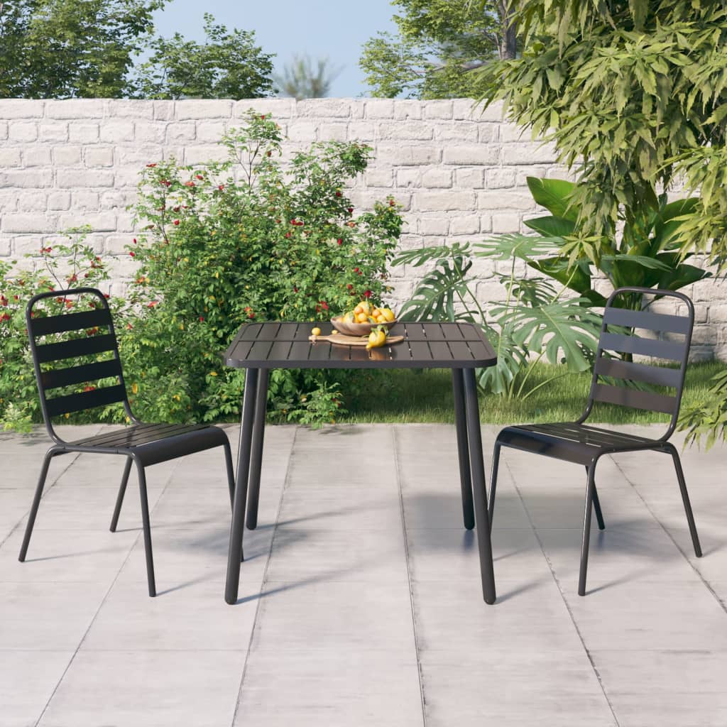 Berkfield 3 Piece Garden Dining Set Anthracite Steel