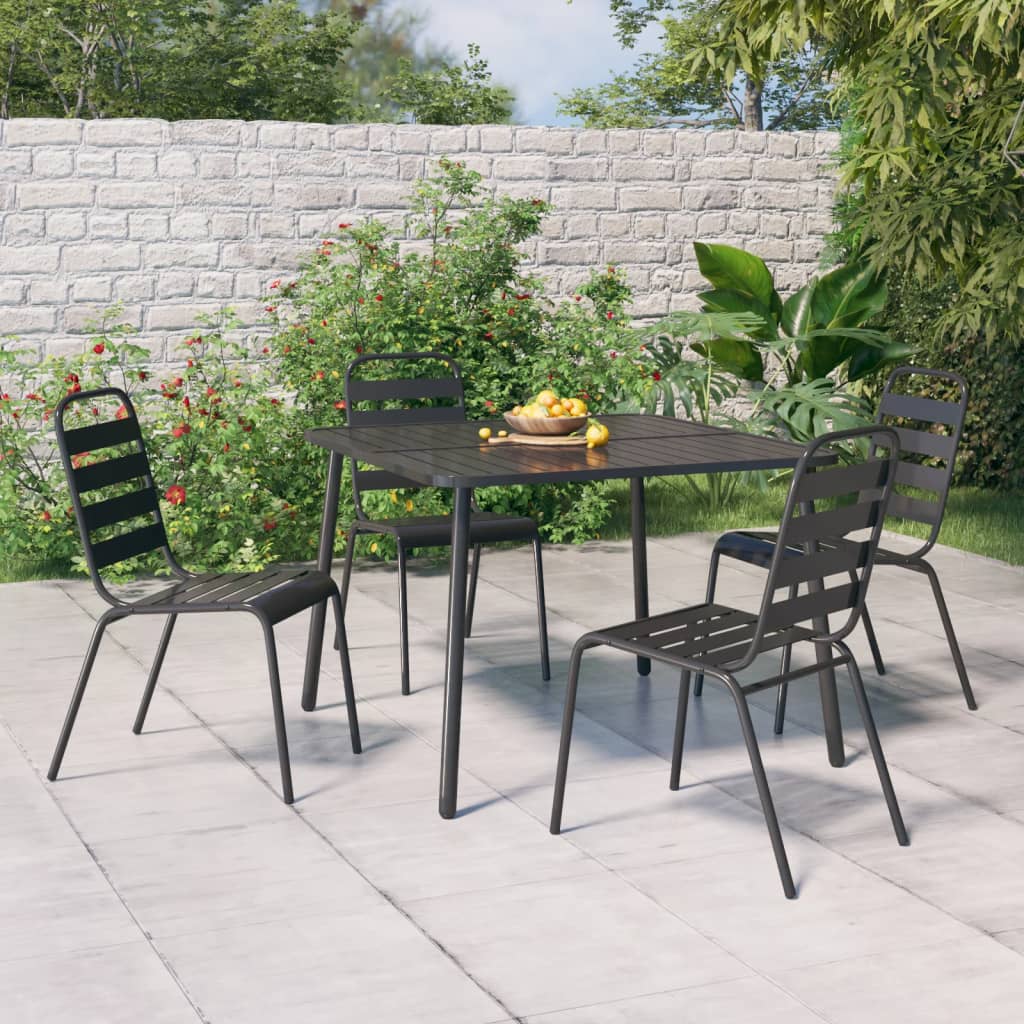 Berkfield 5 Piece Garden Dining Set Anthracite Steel