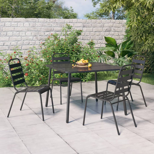 Berkfield 5 Piece Garden Dining Set Anthracite Steel