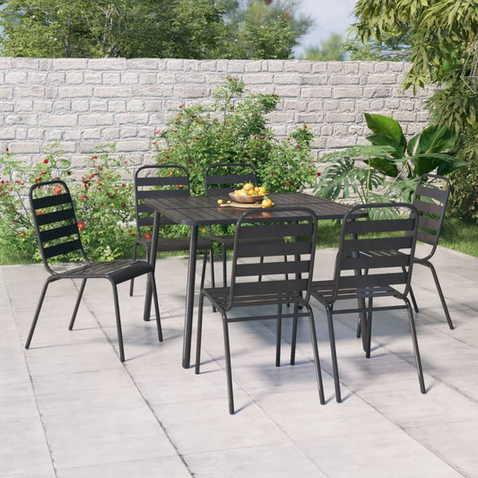 Berkfield 7 Piece Garden Dining Set Anthracite Steel