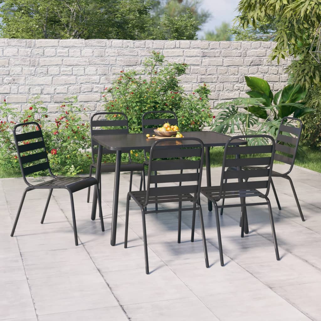 Berkfield 7 Piece Garden Dining Set Anthracite Steel