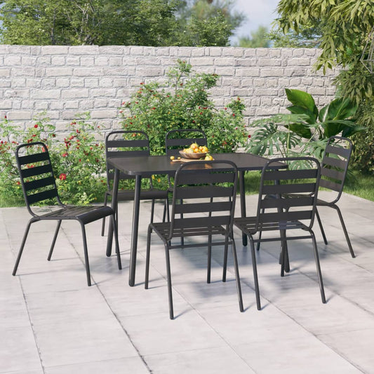 Berkfield 7 Piece Garden Dining Set Anthracite Steel