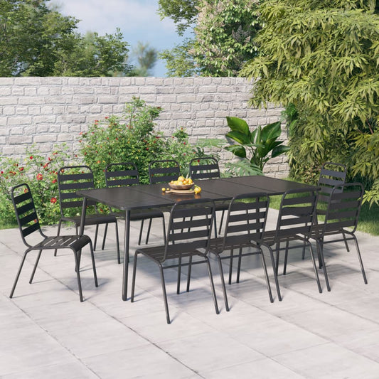 Berkfield 11 Piece Garden Dining Set Anthracite Steel