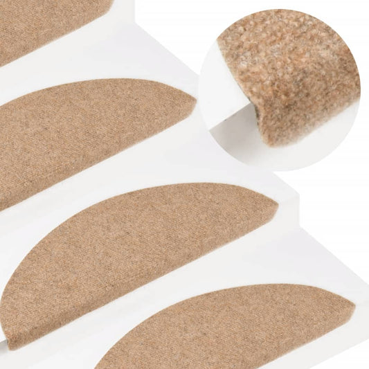 Berkfield Stair Mats Self-adhesive 10 pcs Beige 56x17x3 cm