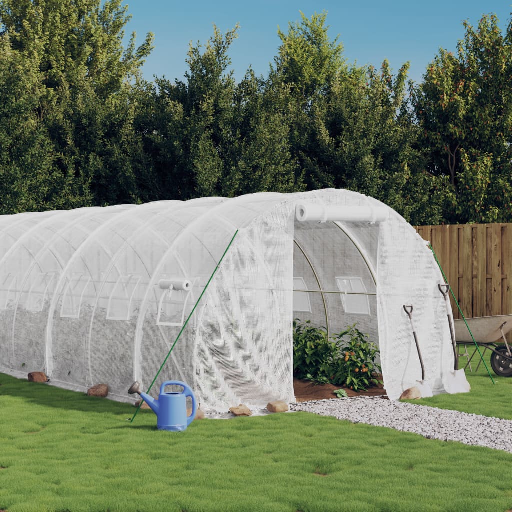 Berkfield Greenhouse with Steel Frame White 60 m�__ 20x3x2 m