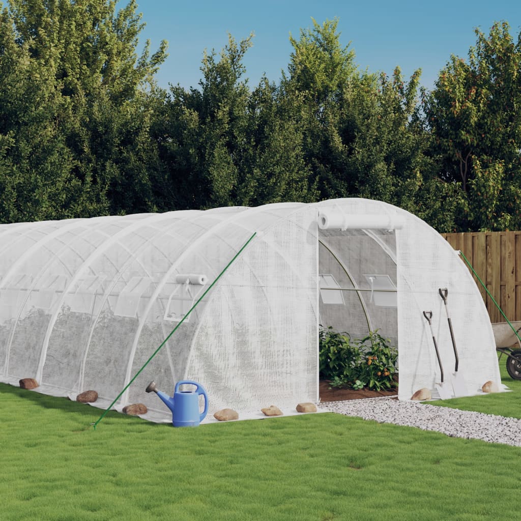 Berkfield Greenhouse with Steel Frame White 64 m�__ 16x4x2 m