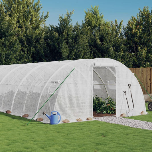 Berkfield Greenhouse with Steel Frame White 80 m�__ 20x4x2 m