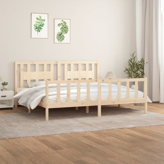 Berkfield Bed Frame with Headboard Solid Wood Pine 180x200 cm Super King Size