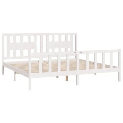 Berkfield Bed Frame with Headboard White Solid Wood Pine 180x200 cm Super King Size