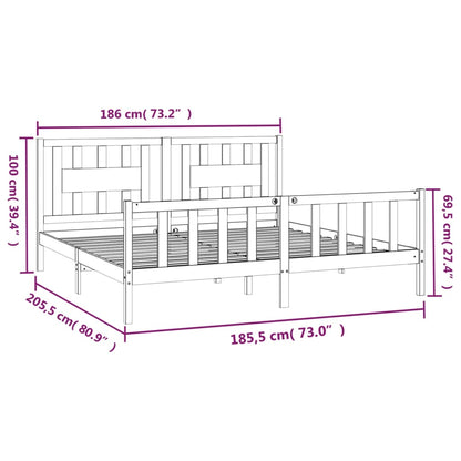 Berkfield Bed Frame with Headboard White Solid Wood Pine 180x200 cm Super King Size