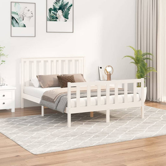 Berkfield Bed Frame with Headboard White 120x200 cm Solid Wood Pine