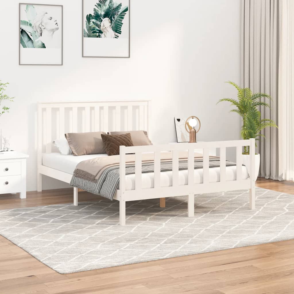Berkfield Bed Frame with Headboard White 140x200 cm Solid Wood Pine