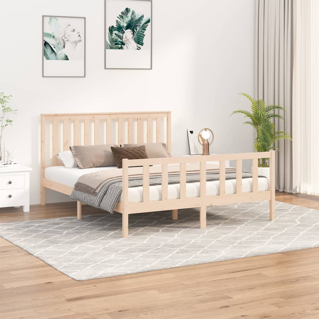 Berkfield Bed Frame with Headboard 150x200 cm Solid Wood Pine King Size