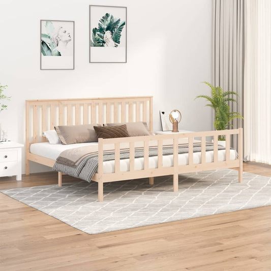 Berkfield Bed Frame with Headboard 200x200 cm Solid Wood Pine