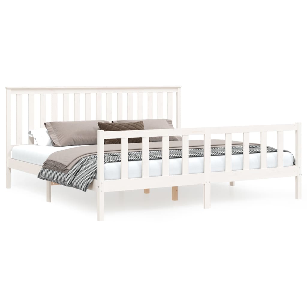 Berkfield Bed Frame with Headboard White 200x200 cm Solid Wood Pine