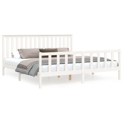 Berkfield Bed Frame with Headboard White 200x200 cm Solid Wood Pine
