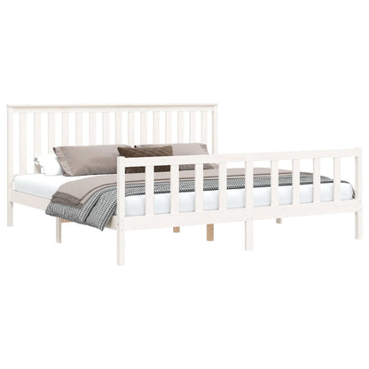 Berkfield Bed Frame with Headboard White 200x200 cm Solid Wood Pine