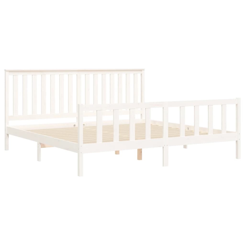 Berkfield Bed Frame with Headboard White 200x200 cm Solid Wood Pine