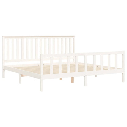 Berkfield Bed Frame with Headboard White 200x200 cm Solid Wood Pine