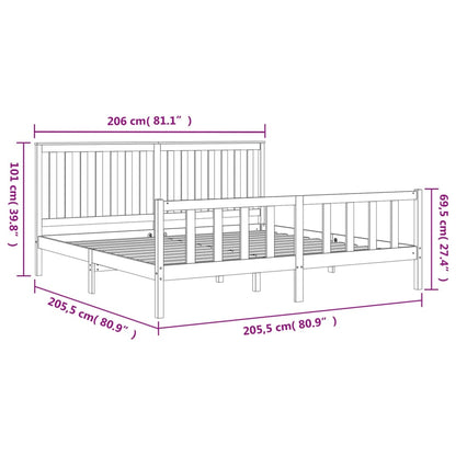 Berkfield Bed Frame with Headboard White 200x200 cm Solid Wood Pine
