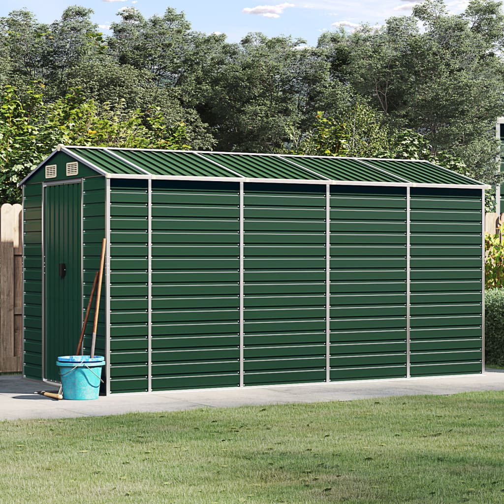 Berkfield Garden Shed Green 191x385x198 cm Galvanised Steel