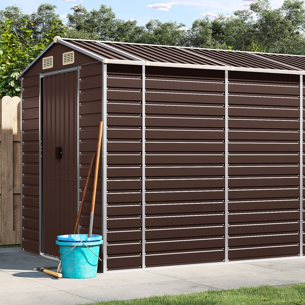 Berkfield Garden Shed Brown 191x555x198 cm Galvanised Steel