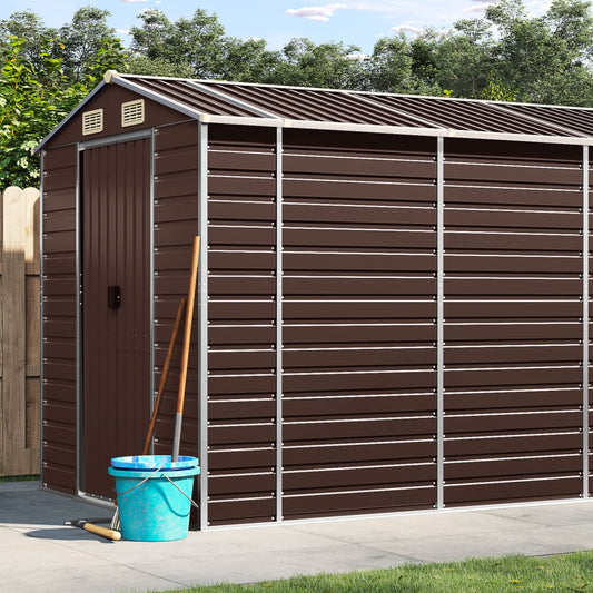 Berkfield Garden Shed Brown 191x895x198 cm Galvanised Steel