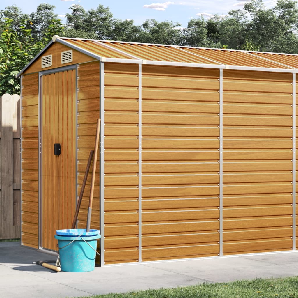 Berkfield Garden Shed Light Brown 191x470x198 cm Galvanised Steel