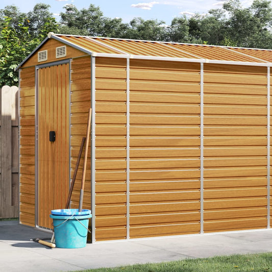 Berkfield Garden Shed Light Brown 191x470x198 cm Galvanised Steel