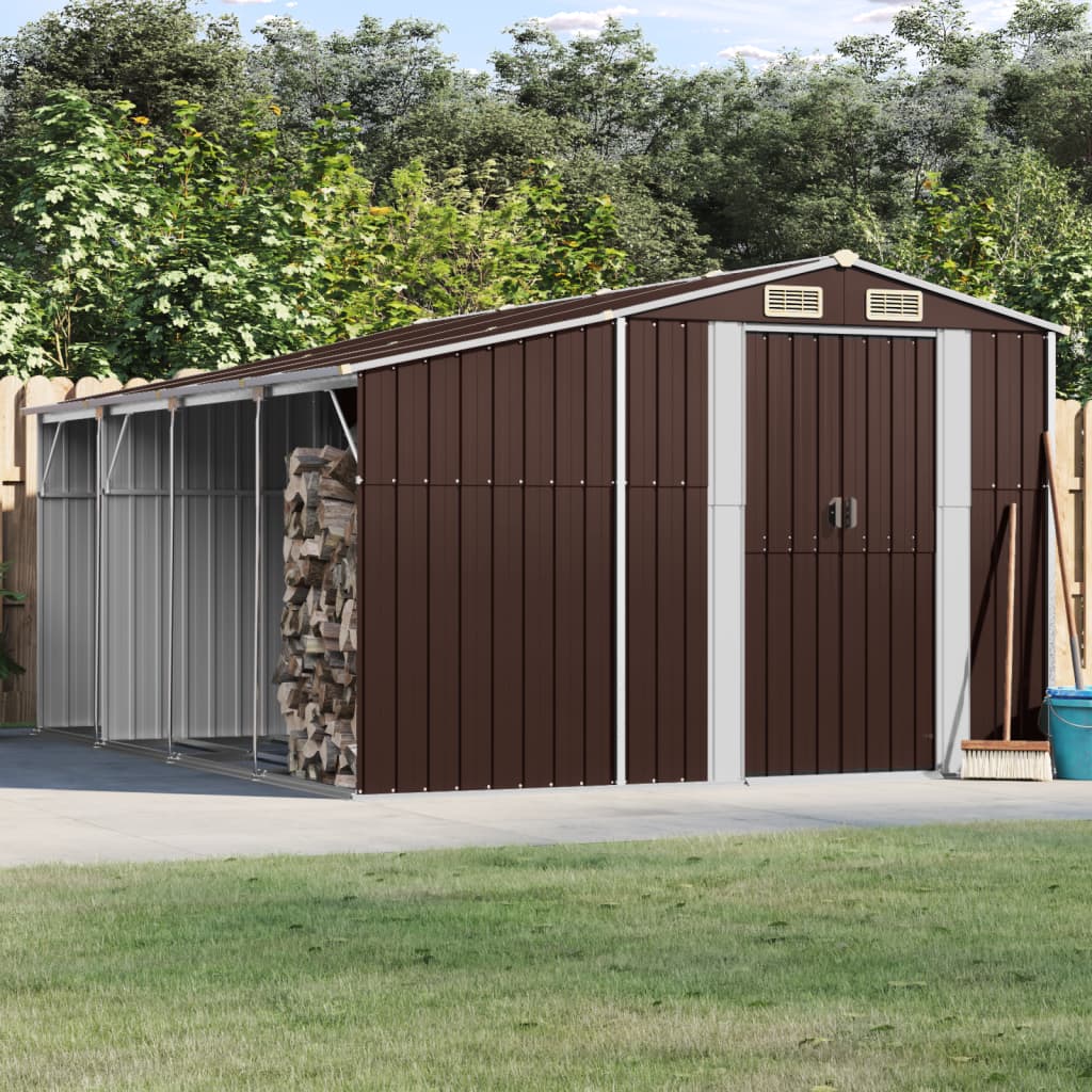Berkfield Garden Shed Brown 277x365.5x179 cm Galvanised Steel