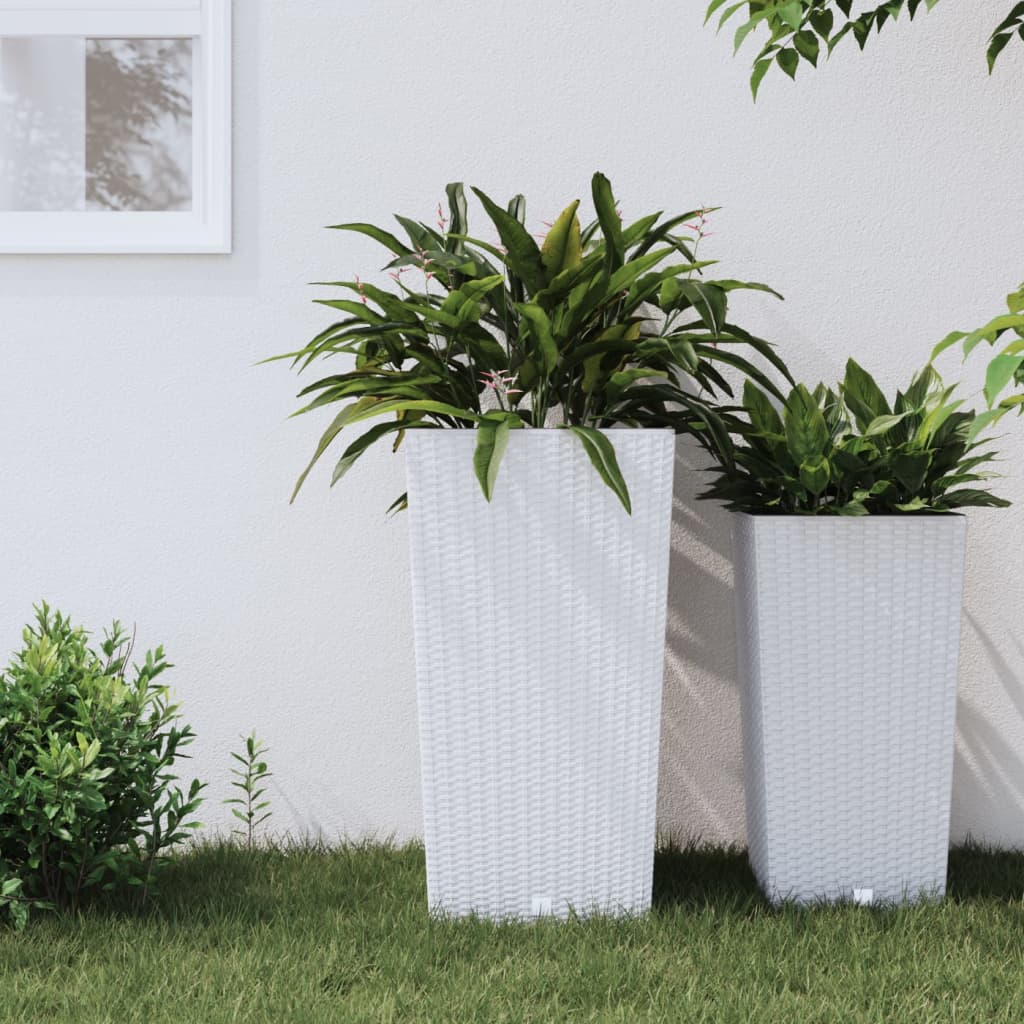 Berkfield Planter with Removable Inner White 21 / 49 L PP Rattan
