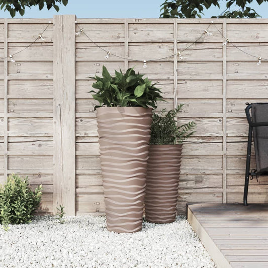Berkfield Planter with Removable Inner Mocha 18/45 L PP Grooved Look