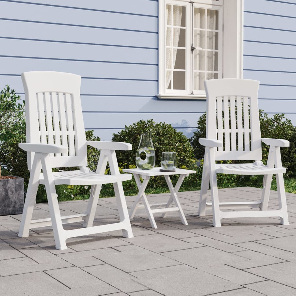 Berkfield Garden Reclining Chairs 2 pcs White PP