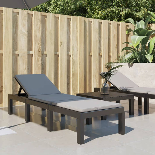 Berkfield Sun Lounger with Cushions Anthracite PP