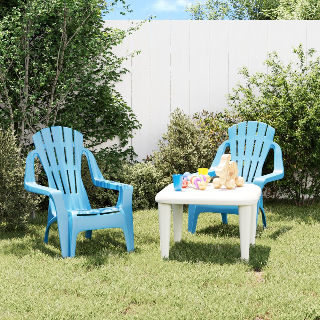 Berkfield Garden Chairs 2 pcs for Children Blue 37x34x44 cm PP Wooden Look