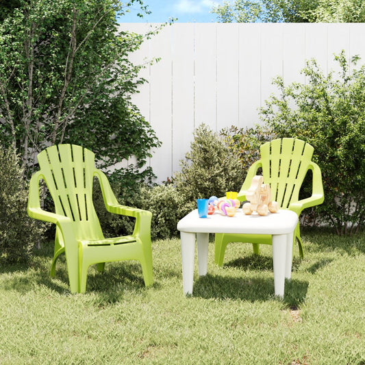 Berkfield Garden Chairs 2 pcs for Children Green 37x34x44cm PP Wooden Look