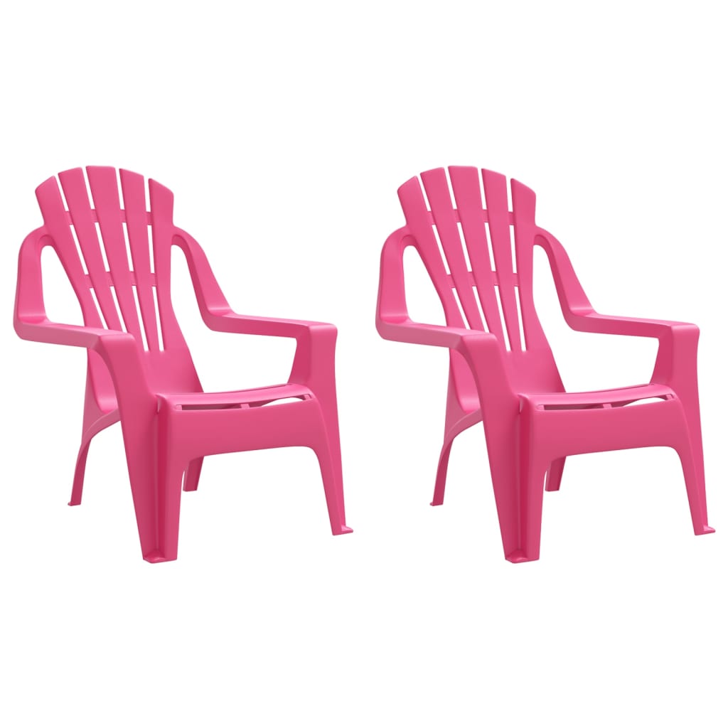 Berkfield Garden Chairs 2 pcs for Children Pink 37x34x44 cm PP Wooden Look