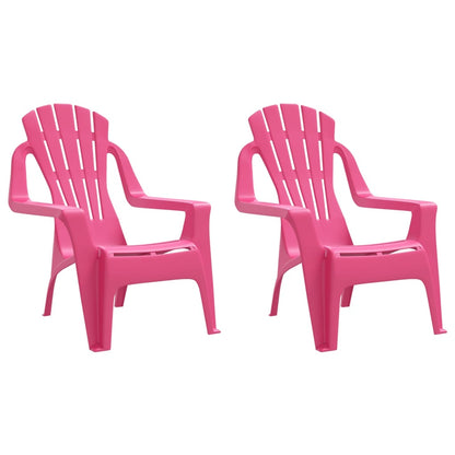 Berkfield Garden Chairs 2 pcs for Children Pink 37x34x44 cm PP Wooden Look