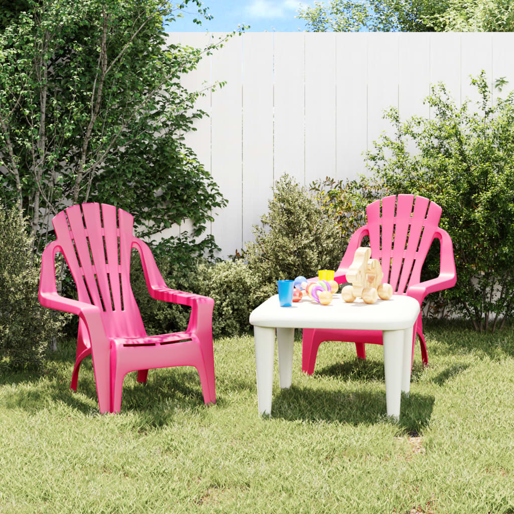 Berkfield Garden Chairs 2 pcs for Children Pink 37x34x44 cm PP Wooden Look
