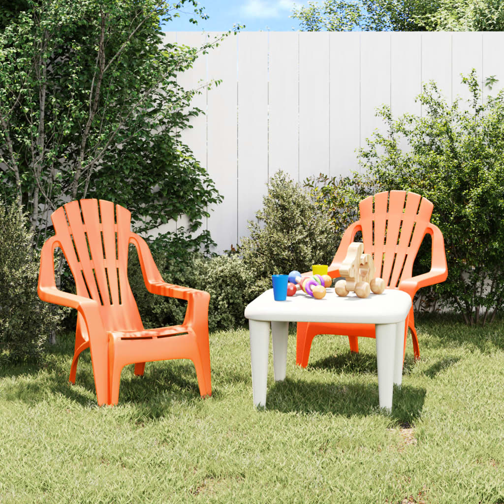 Berkfield Garden Chairs 2 pcs for Children Orange 37x34x44cm PP Wooden Look