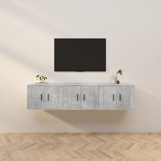 Berkfield Wall-mounted TV Cabinets 3 pcs Concrete Grey 57x34.5x40 cm