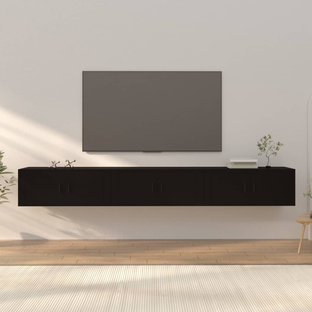 Berkfield Wall-mounted TV Cabinets 3 pcs Black 100x34.5x40 cm