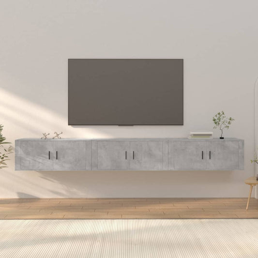 Berkfield Wall-mounted TV Cabinets 3 pcs Concrete Grey 100x34.5x40 cm