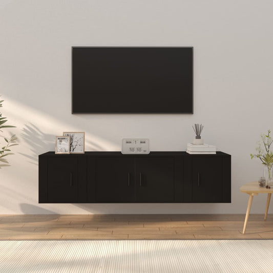 Berkfield 3 Piece TV Cabinet Set Black Engineered Wood