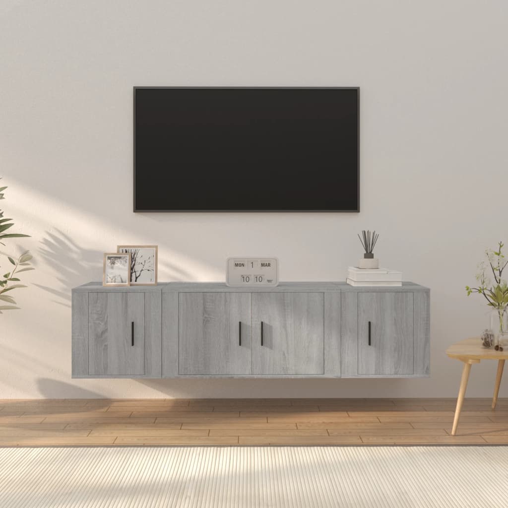 Berkfield 3 Piece TV Cabinet Set Grey Sonoma Engineered Wood