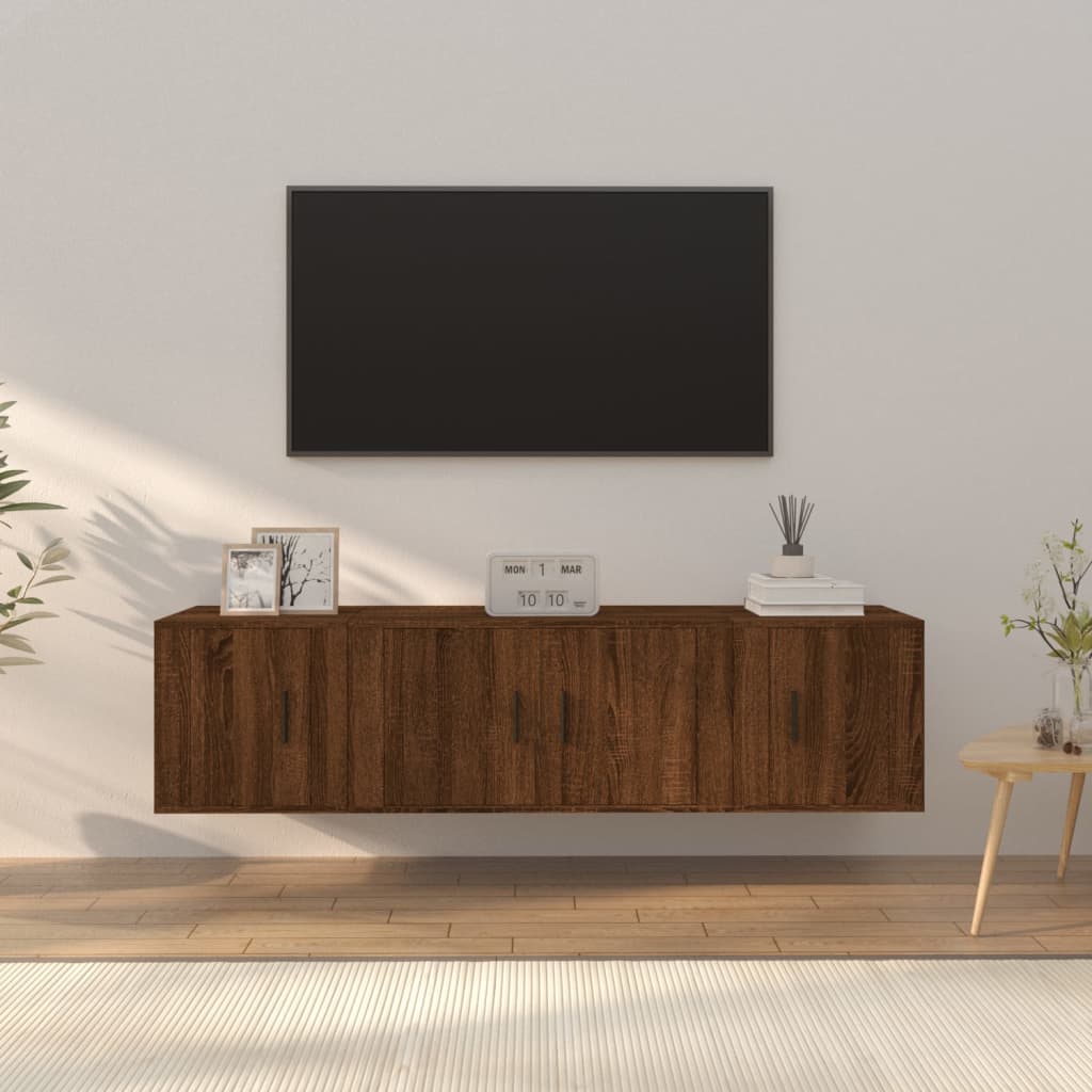 Berkfield 3 Piece TV Cabinet Set Brown Oak Engineered Wood