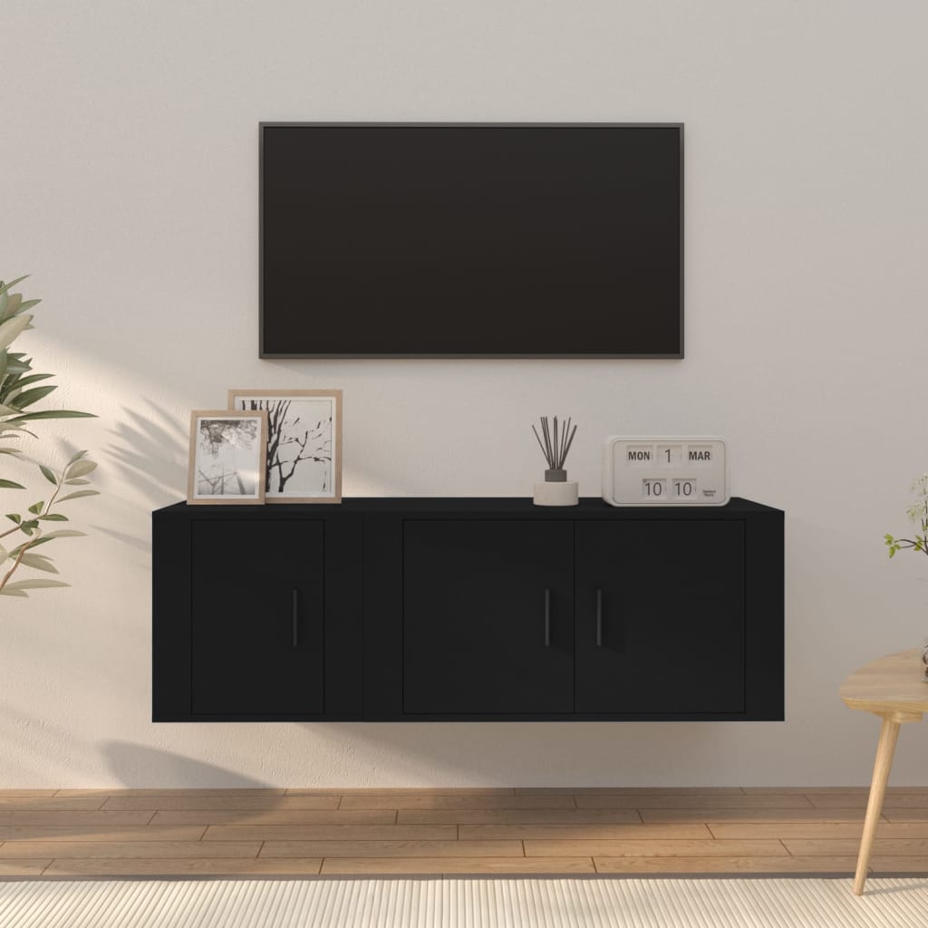 Berkfield 2 Piece TV Cabinet Set Black Engineered Wood