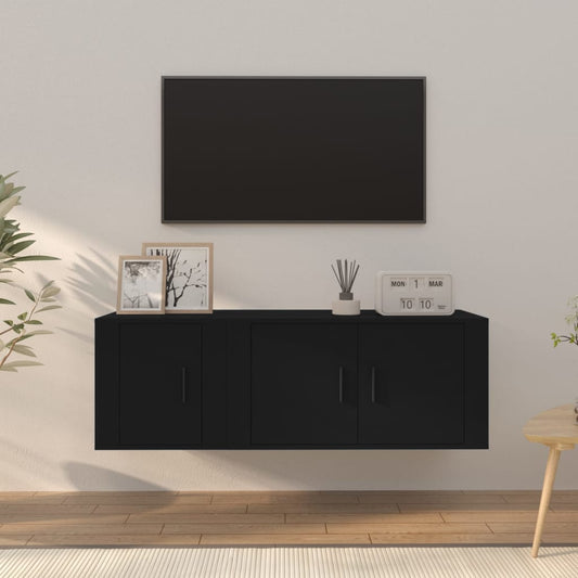 Berkfield 2 Piece TV Cabinet Set Black Engineered Wood