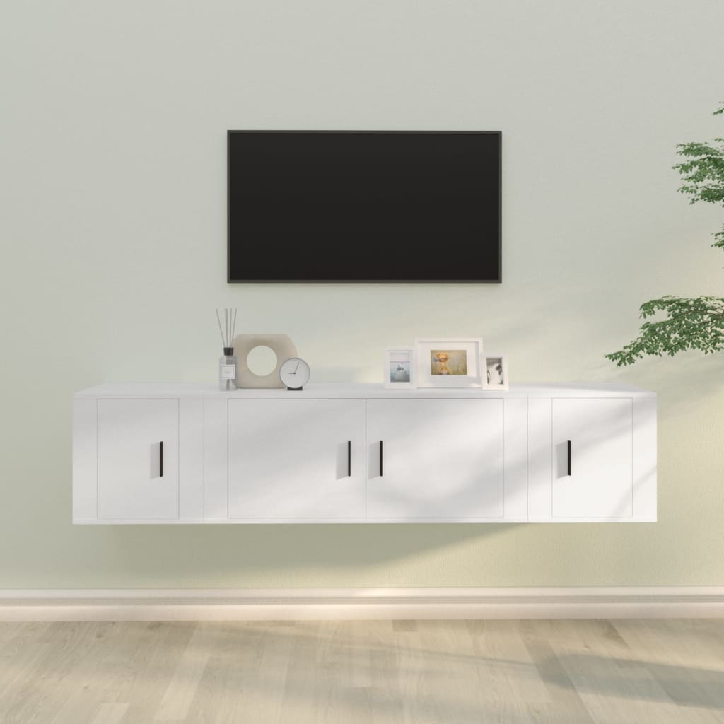 Berkfield 3 Piece TV Cabinet Set White Engineered Wood