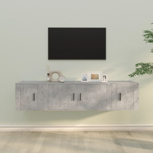 Berkfield 3 Piece TV Cabinet Set Concrete Grey Engineered Wood